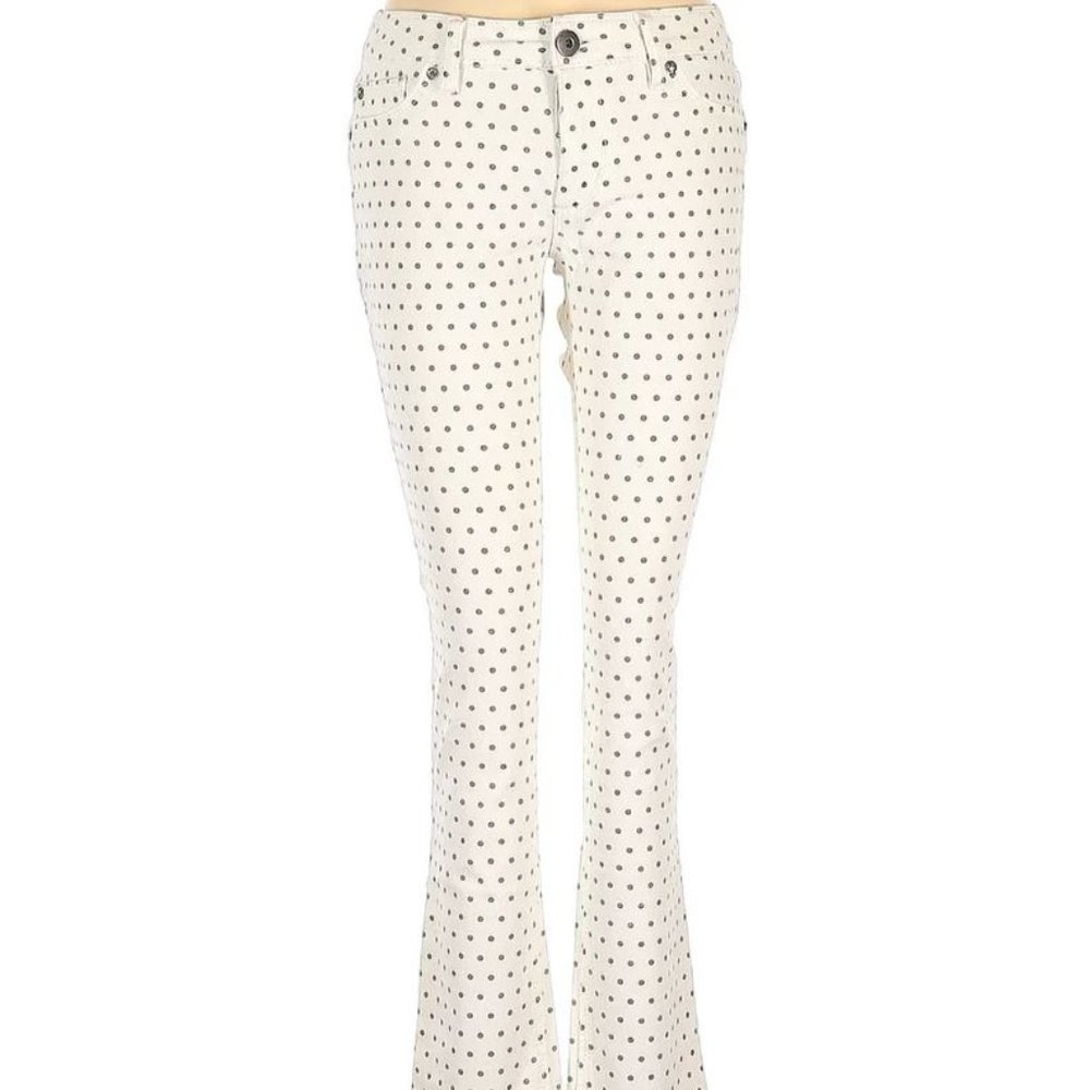 DL1961 Sz 27 Women's White angel mid rise skinny ankle fizz polka dot jeans